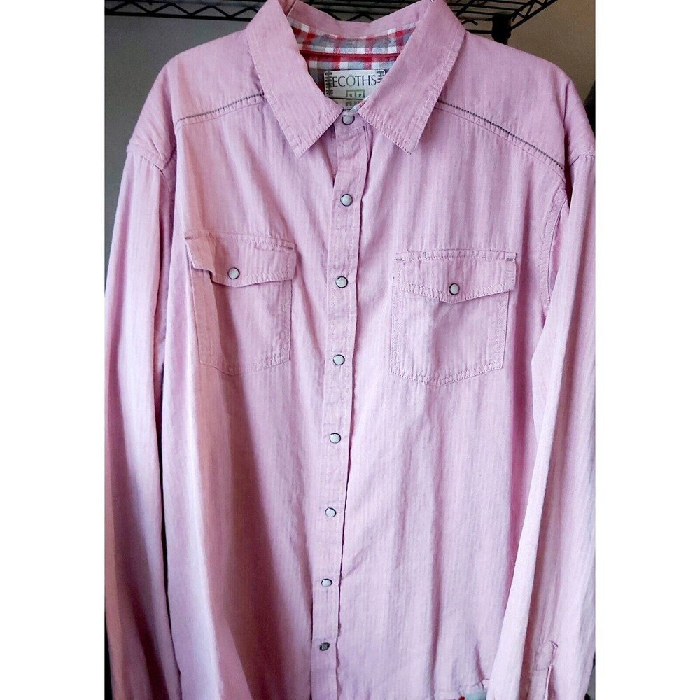 ECOTHS Western Pearl Snap Button Up Shirt size XL Organic Cotton Cowboy